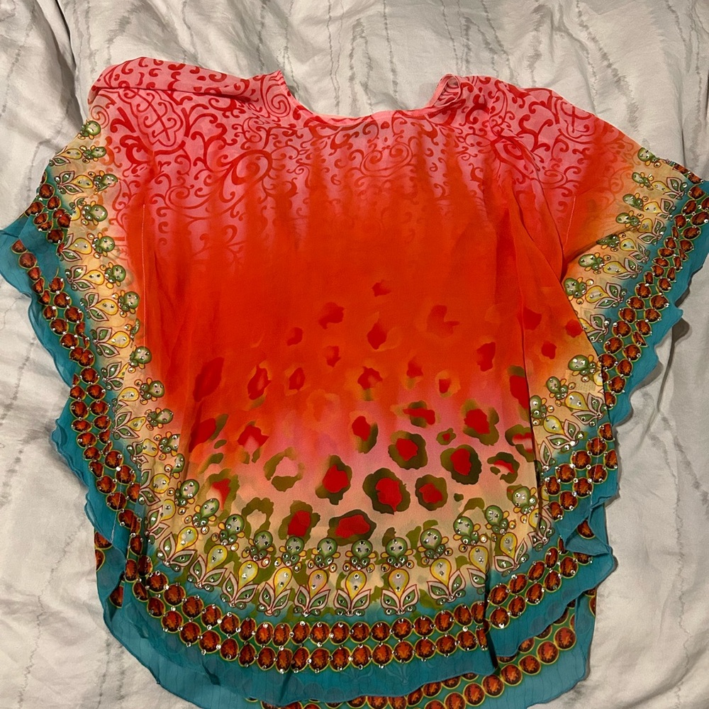 Multicolor beach/pool coverup